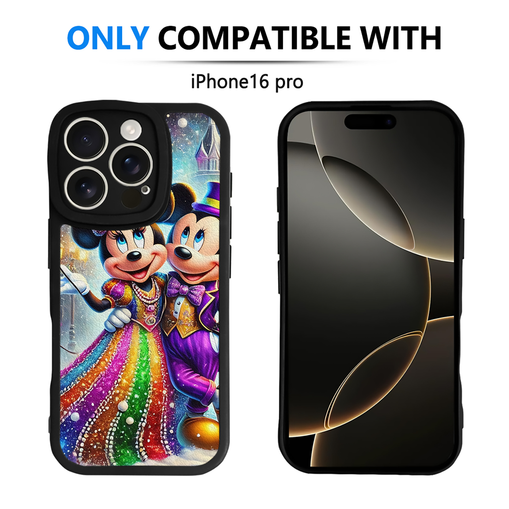 （画像用） ミッキーマウス Mickey Mouse 【iPhone 16シリーズ対応】シリコンスマホケース（レザー調） 材質：シリコン